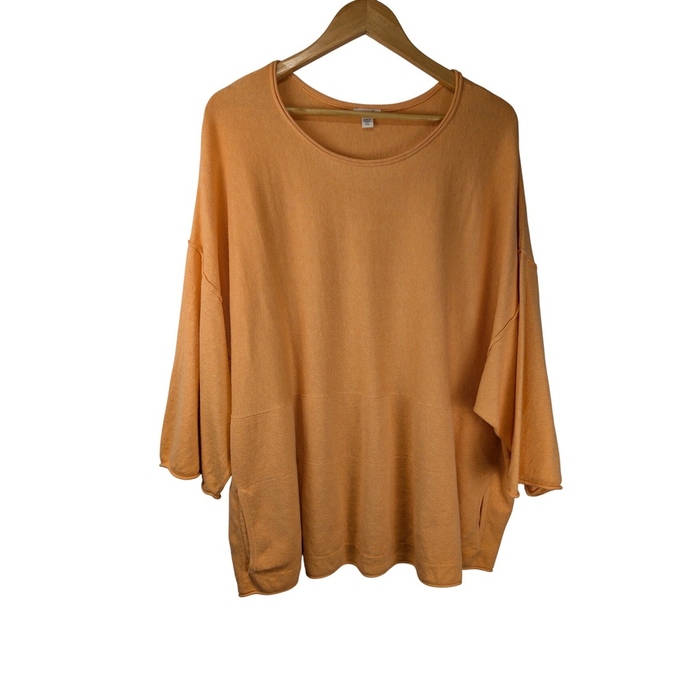 Pure Jill J. Jill Melon Orange Cotton Cashmere Oversized Boxy Sweater XL 83-3001